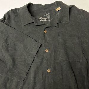 Tommy Bahama Men’s L Silk Button Down Tropical Hawaiian Palm Leaves Camp Shirt